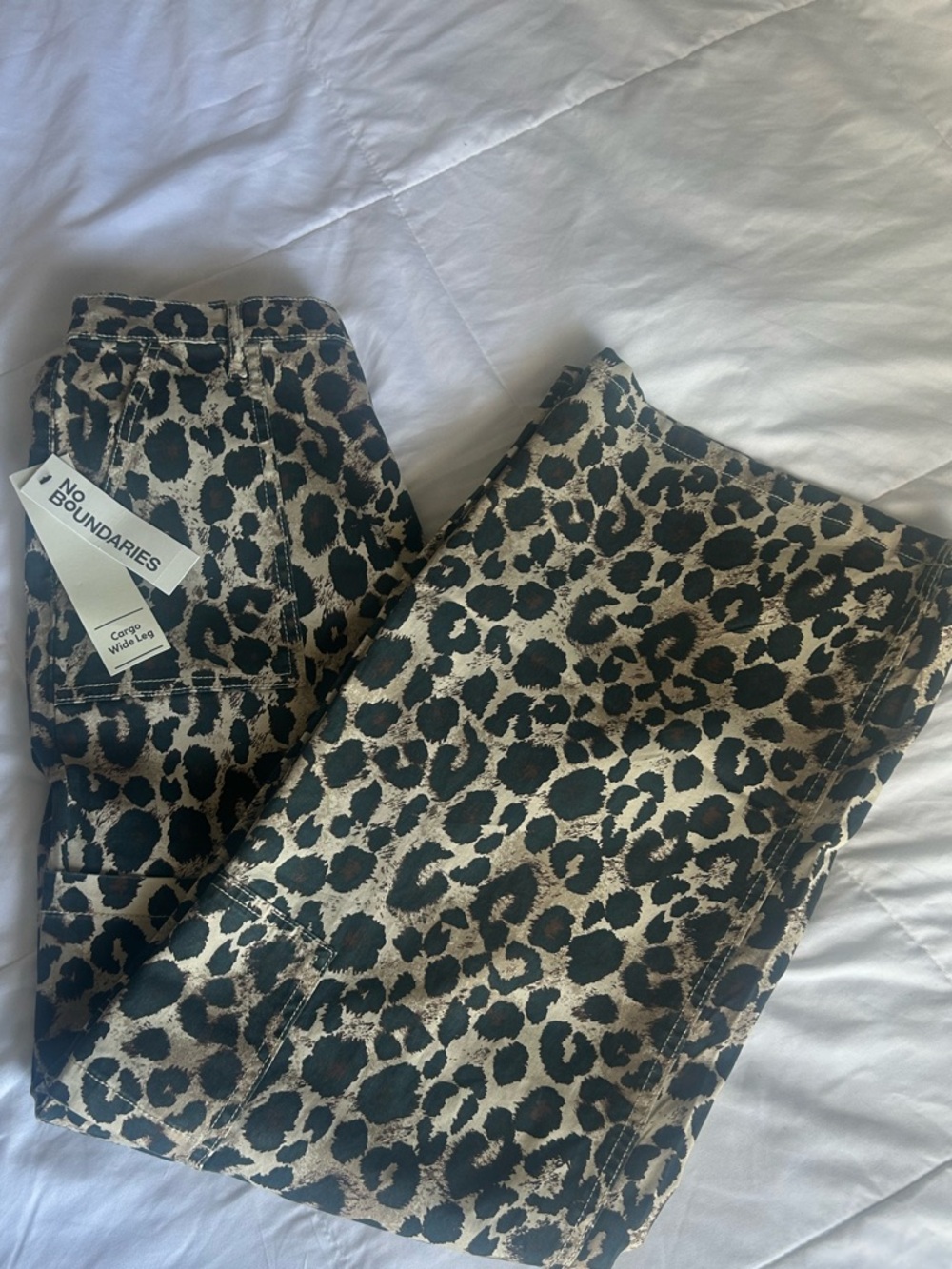 No Boundaries Leopard Wide Leg Cargo Pants